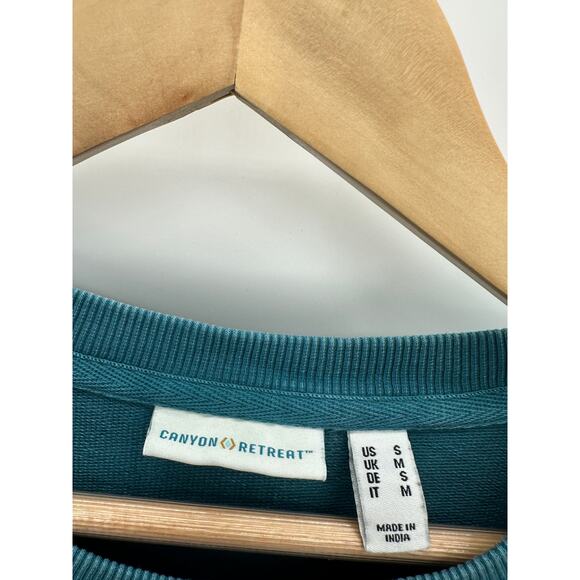 Denim & Co Canyon Retreat Blue French Terry Pullover Seaming Detail Women Small - Picture 8 of 9